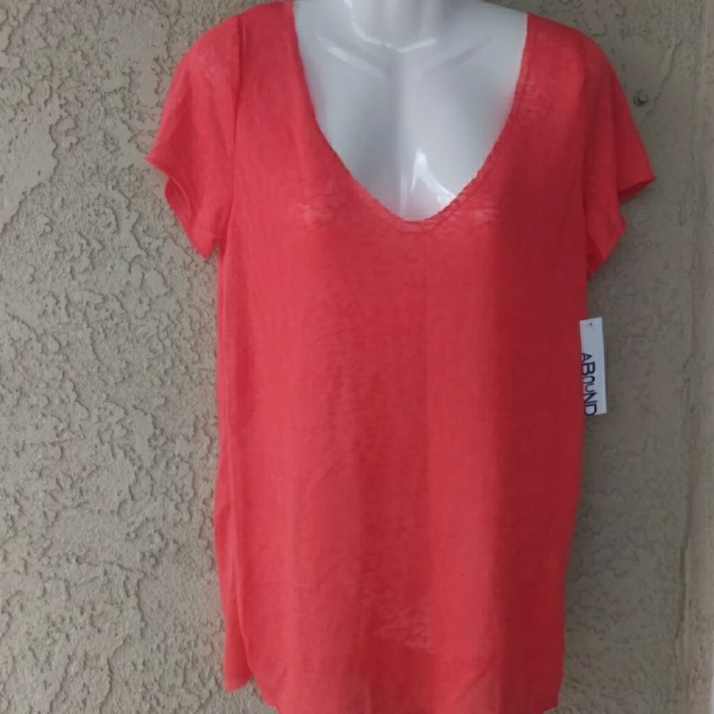 Abound burnout sheer short sleeve blouse nwt.